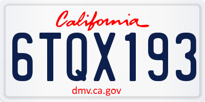 CA license plate 6TQX193