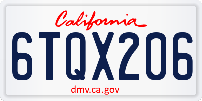 CA license plate 6TQX206