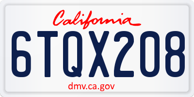 CA license plate 6TQX208