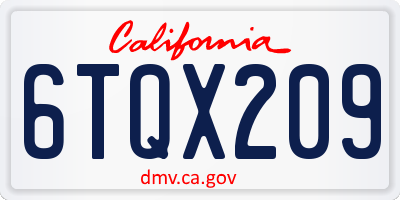 CA license plate 6TQX209