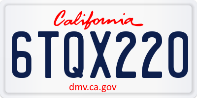 CA license plate 6TQX220