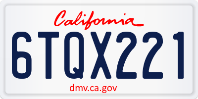 CA license plate 6TQX221