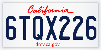 CA license plate 6TQX226