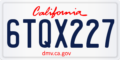 CA license plate 6TQX227