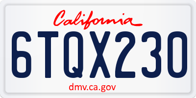 CA license plate 6TQX230