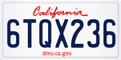 CA license plate 6TQX236