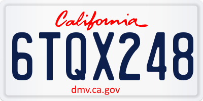 CA license plate 6TQX248