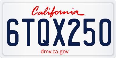 CA license plate 6TQX250