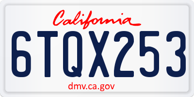 CA license plate 6TQX253