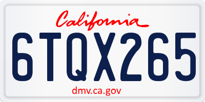 CA license plate 6TQX265