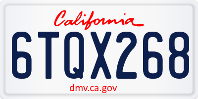 CA license plate 6TQX268