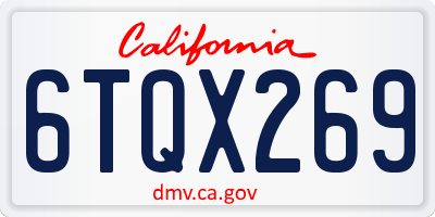 CA license plate 6TQX269