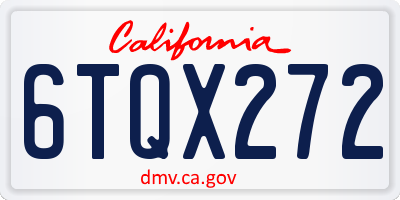 CA license plate 6TQX272