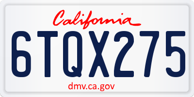 CA license plate 6TQX275