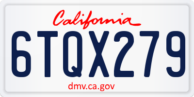 CA license plate 6TQX279