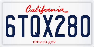 CA license plate 6TQX280