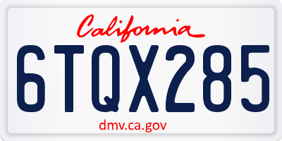 CA license plate 6TQX285