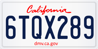 CA license plate 6TQX289