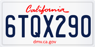 CA license plate 6TQX290