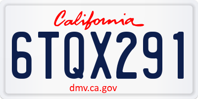 CA license plate 6TQX291