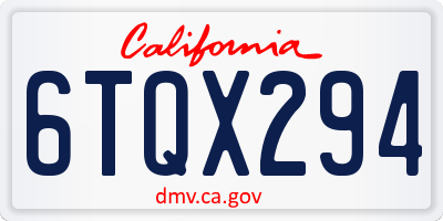 CA license plate 6TQX294