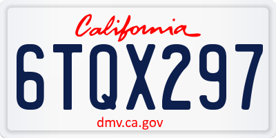 CA license plate 6TQX297