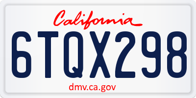 CA license plate 6TQX298