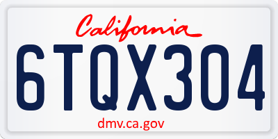 CA license plate 6TQX304