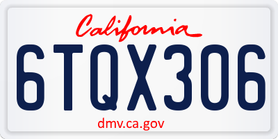 CA license plate 6TQX306