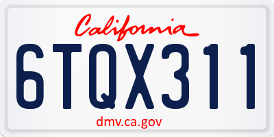 CA license plate 6TQX311