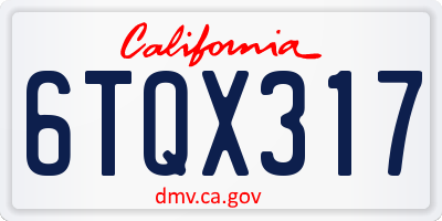 CA license plate 6TQX317