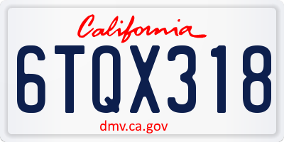 CA license plate 6TQX318