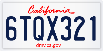 CA license plate 6TQX321