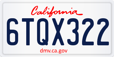 CA license plate 6TQX322