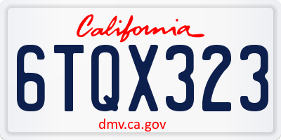 CA license plate 6TQX323