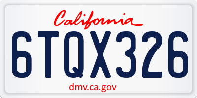 CA license plate 6TQX326