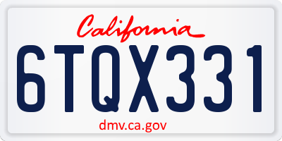 CA license plate 6TQX331