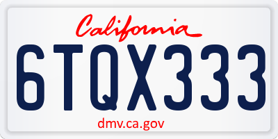 CA license plate 6TQX333