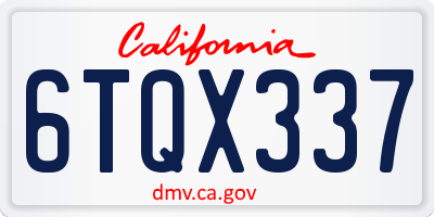 CA license plate 6TQX337