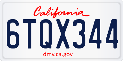 CA license plate 6TQX344