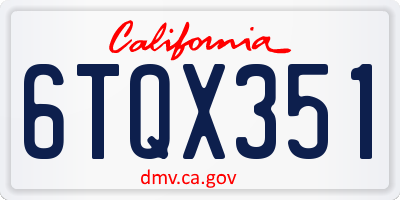 CA license plate 6TQX351