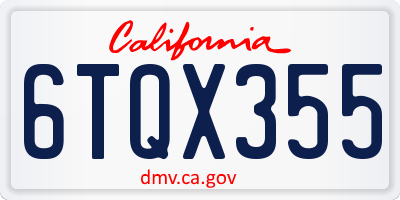 CA license plate 6TQX355