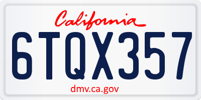 CA license plate 6TQX357