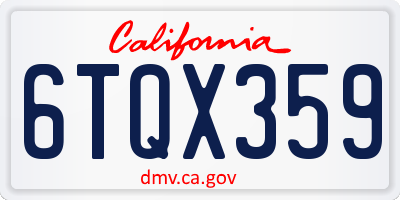 CA license plate 6TQX359