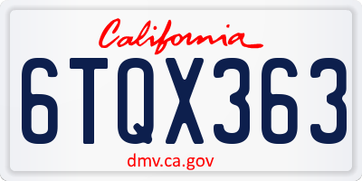 CA license plate 6TQX363