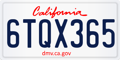 CA license plate 6TQX365