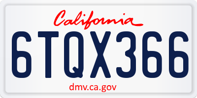 CA license plate 6TQX366