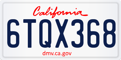 CA license plate 6TQX368