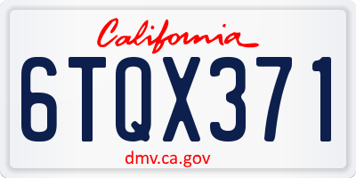 CA license plate 6TQX371