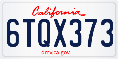 CA license plate 6TQX373